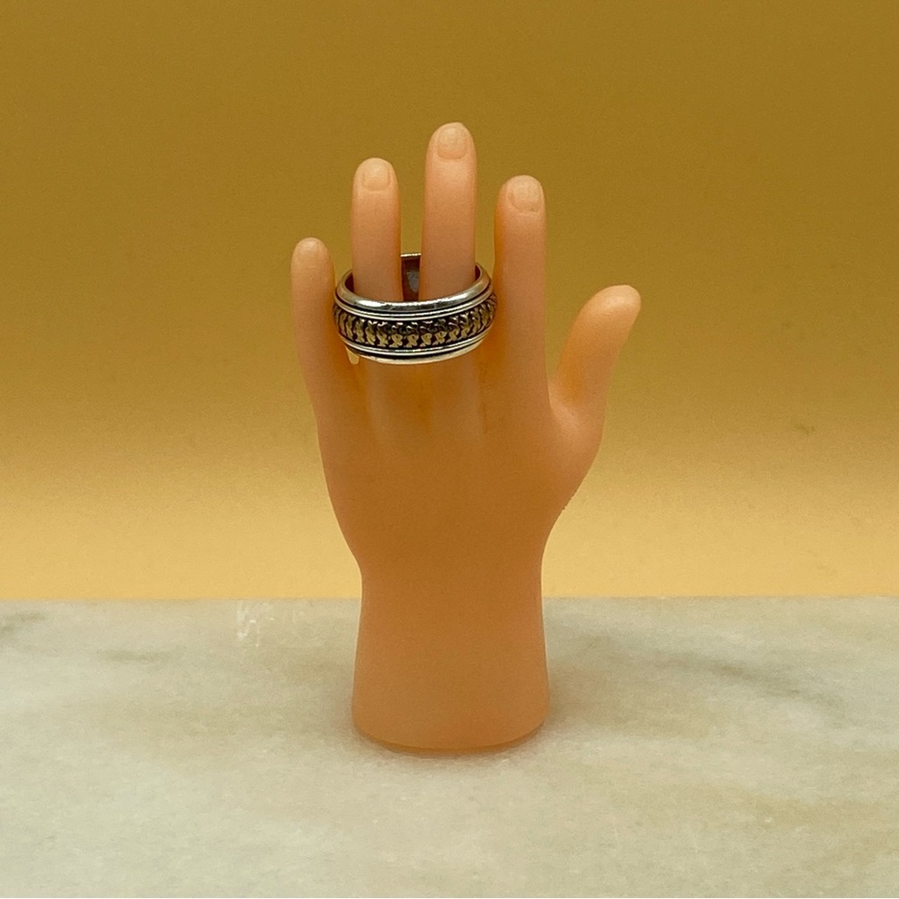 Vintage sterling silver spinner ring rope braid design 925 sz 5 - 0020